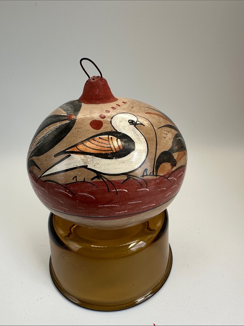 Vtg Rare Ken Edwards Tonala Pottery Bird Ornament 2.5”🕊️